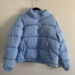 FOREVER 21 Baby Blue Puffer Jacket with Adjustable Waist
